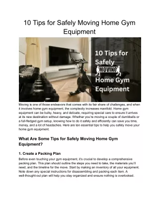 10 Tips for Safely Moving Home Gym Equipment