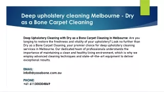 Deep upholstery cleaning Melbourne - Dry as a Bone Carpet Cleaning