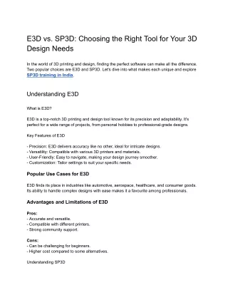 E3D vs. SP3D Choosing the Right Tool for Your 3D Design Needs