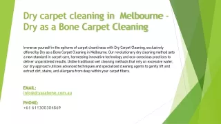 Dry carpet cleaning in  Melbourne - Dry as a Bone Carpet Cleaning