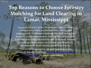 Top Reasons to Choose Forestry Mulching for Land Clearing in Lamar, Mississippi