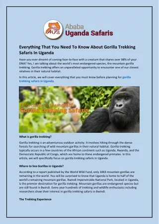 Everything That You Need To Know About Gorilla Trekking Safaris In Uganda