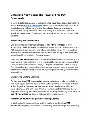 The Power of Free PDF Downloads