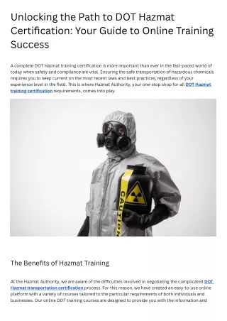 Unlocking the Path to DOT Hazmat Certification Your Guide to Online Training Success