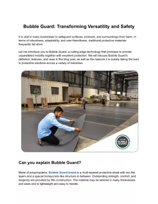 Bubble Guard Sheet | Transforming Versatility and Safety | Aerolam Industries