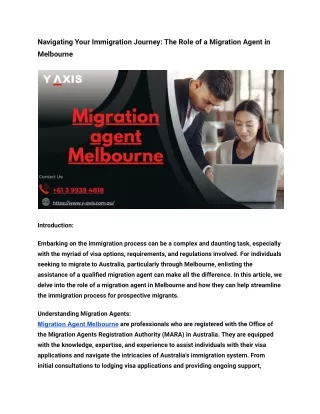 Navigating Your Immigration Journey: The Role of a Migration Agent in Melbourne