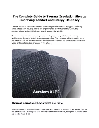 The Complete Guide to Thermal Insulation Sheets_ Improving Comfort and Energy Efficiency