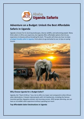 Adventure on a Budget and Unlock the Best Affordable Safaris in Uganda
