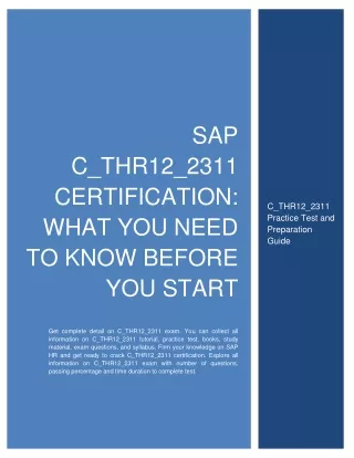 SAP C_THR12_2311 Certification: What You Need to Know Before You Start