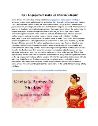 Top 3 Engagement make up artist in Udaipur