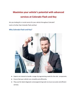 Maximize your vehicle’s potential with advanced services at Colorado Flash and Key