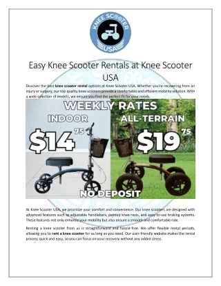 Easy Knee Scooter Rentals at Knee Scooter USA