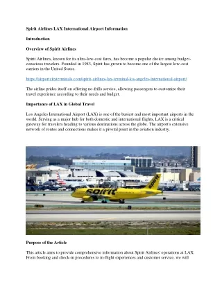 Spirit Airlines LAX International Airport Information