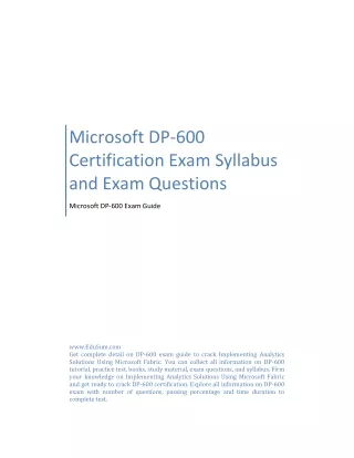 Microsoft DP-600 Certification Exam Syllabus and Exam Questions