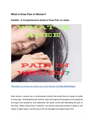 What is Knee Pain in Women
