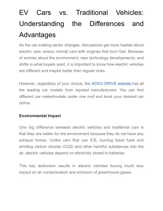 EV Cars vs. Traditional Vehicles