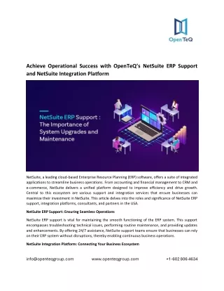 Achieve Operational Success with OpenTeQ’s NetSuite ERP Support and NetSuite Integration Platform