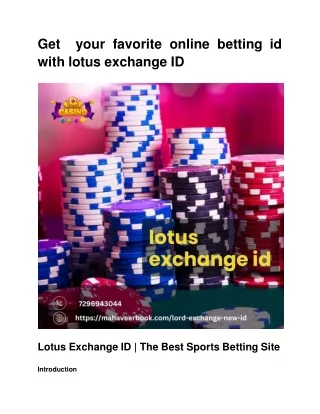 Get  your favorite online betting id  with lotus exchange ID