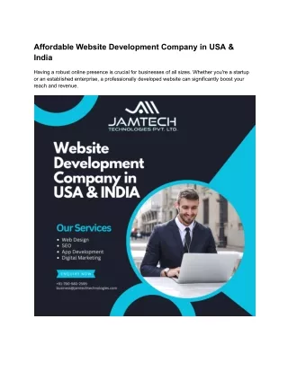 Affordable Website Development Company in USA India