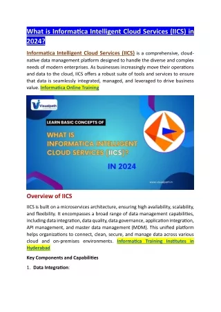 Informatica Cloud (IICS) Online Training in Hyderabad, Ameerpet 2024