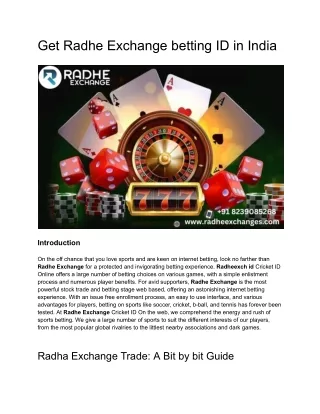 Get Radhe Exchange betting ID in India