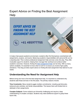 Expert Advice on Finding the Best Assignment Help - G