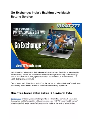 Go Exchange_ India's Exciting Live Match Betting Service