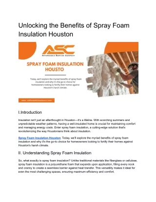 Unlocking the Benefits of Spray Foam Insulation Houston