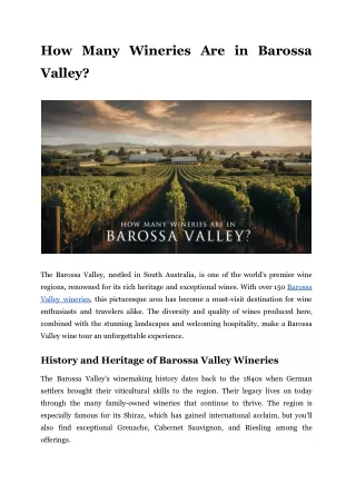 How Many Wineries are in Barossa Valley?