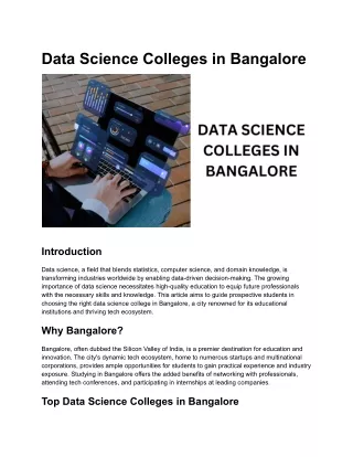 Data Science Colleges in Bangalore