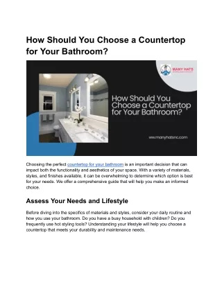How Should You Choose a Countertop for Your Bathroom