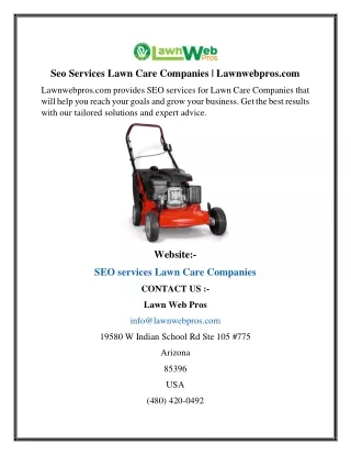 Seo Services Lawn Care Companies  Lawnwebpros