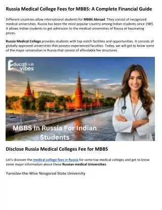 Russia Medical College Fees for MBBS