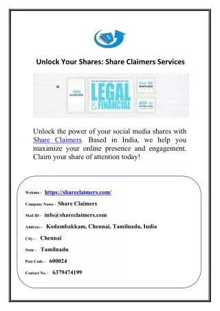Unlock Your Shares: Share Claimers Services