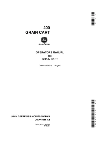 John Deere 400 Grain Cart Operator’s Manual Instant Download (Publication No.OMA48016)
