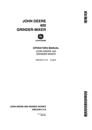John Deere 400 Grinder-Mixer Operator’s Manual Instant Download (Publication No.OMC20012)