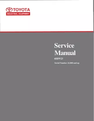 Toyota 6HBW23 Electric Walkie Pallet Jack Service Repair Manual