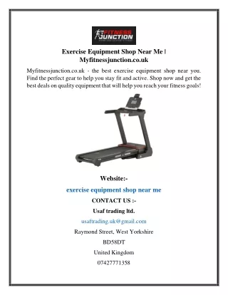 Exercise Equipment Shop Near Me  Myfitnessjunction.co.uk