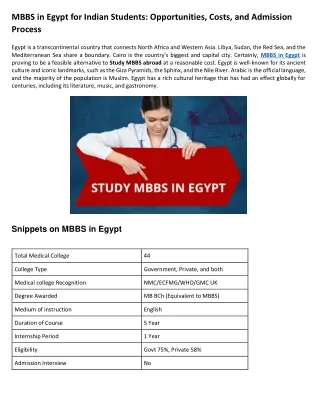 MBBS in Egypt for Indian Students