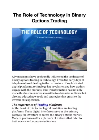 The Role of Technology in Binary Options Trading