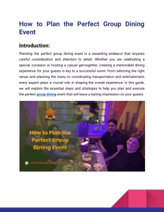 How to Plan the Perfect Group Dining Event_The Bangalore Dhaba