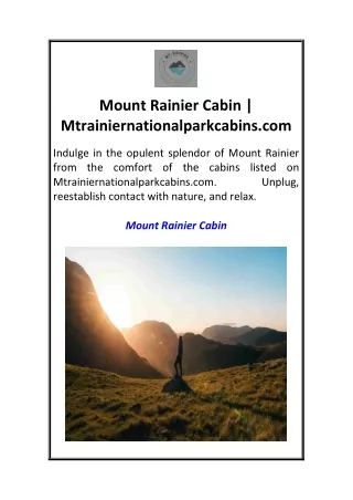 Mount Rainier Cabin  Mtrainiernationalparkcabins.com