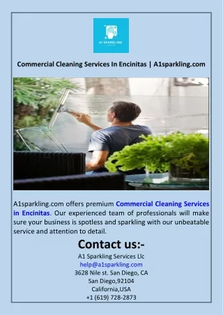 Commercial Cleaning Services In Encinitas  A1sparkling.com