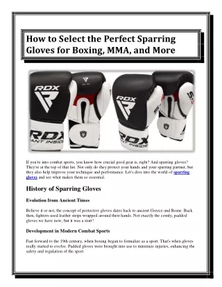 How to Select the Perfect Sparring Gloves for Boxing, MMA, and More