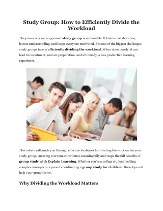 Study Group How to Efficiently Divide the Workload