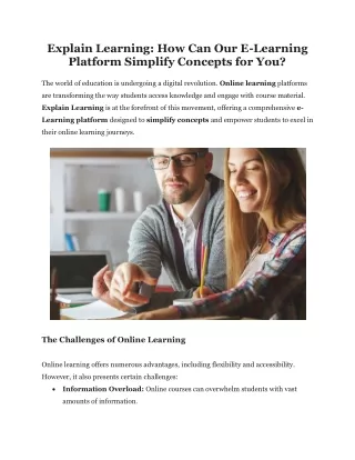 Explain Learning How Can Our E-Learning Platform Simplify Concepts for You