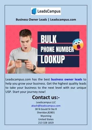 Business Owner Leads  Leadscampus.com