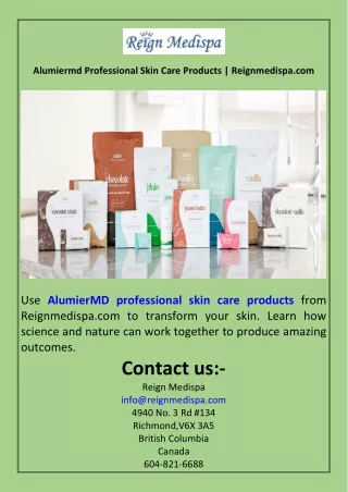 Alumiermd Professional Skin Care Products  Reignmedispa.com