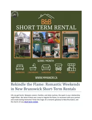 Romantic Weekends in New Brunswick Short-Term Rentals