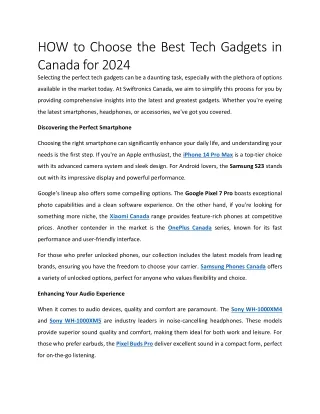 HOW to Choose the Best Tech Gadgets in Canada for 2024